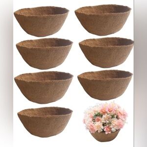 8 Pack 16” Coco Liners for Planters Round Hanging Basket Liners Coconut Fiber